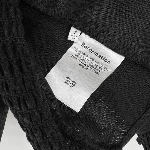 Reformation Yucca Linen Two-Piece Set Black Crop Top & Midi Skirt Size 2 NWT - Picture 6 of 10
